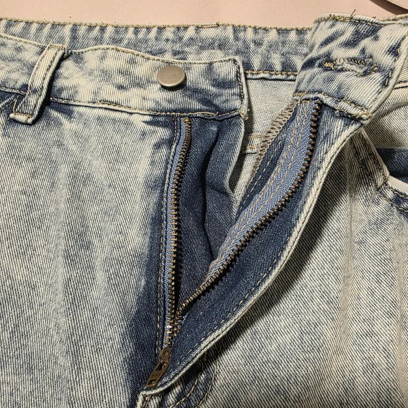 Patchwork Panelled Frayed Seam Wide Leg High Rise Jeans Size 31 - Picture 9 of 17